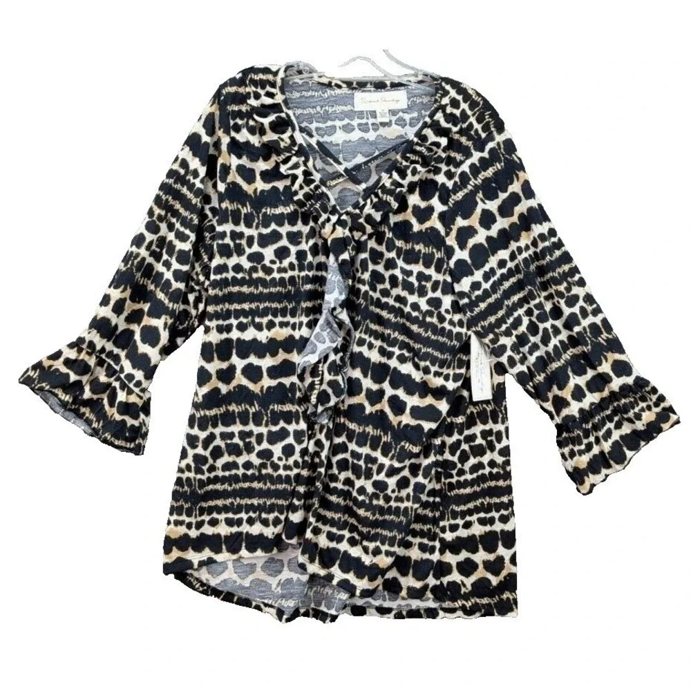 French Laundry Top Women's Size 3X Ruffle Front Bell Sleeve Vacation Boho NWT